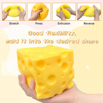 Cheese Squishy Large 3.93in Jumbo Cheese Block, Big Squishy Cheese Stress Ball, Soft Slow Rising Squeeze Toy, Giant Fidget Sensory Toy for Adults Teens Gifts