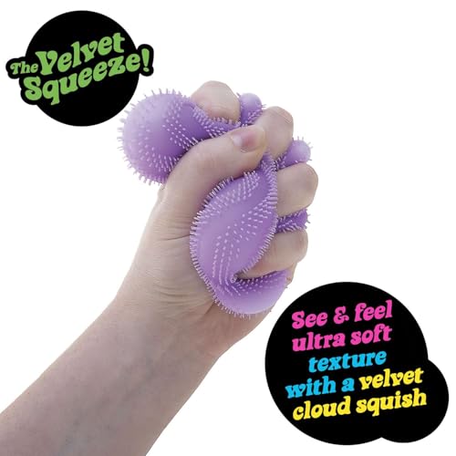 Schylling NeeDoh Fuzz Ball - Sensory Toy with a Velvet Texture and Soft Cloud Squish - Wavy Pattern You Can See and Feel - Ages 3 and Up - Color May Vary; One Per Pack (Wonder Waves)