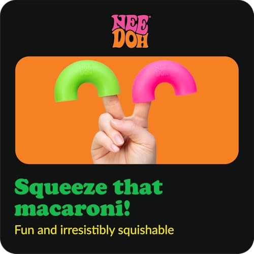 Schylling NeeDoh Mac 'N' Squeeze - Sensory Squeeze Toy - Contains 4 Squishy Noodles - 3" Wide - Color May Vary (Pack of 1)
