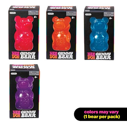 Schylling NeeDoh Gummy Bear - Sensory Fidget Toy with Jelly-Like Filling - 3.5" Tall - Colors May Vary (Pack of 1)