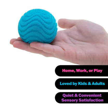 Schylling NeeDoh Fuzz Ball - Sensory Toy with a Velvet Texture and Soft Cloud Squish - Wavy Pattern You Can See and Feel - Ages 3 and Up - Color May Vary; One Per Pack (Wonder Waves)