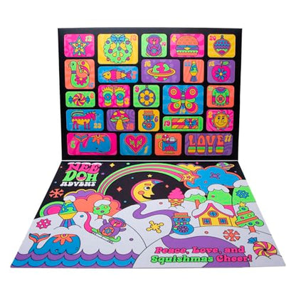 Schylling NeeDoh Advent Calendar - 24 Days of Sensory Surprises - Squishy Toys with Fun Shapes and Textures - Ages 3 and Up - Color May Vary; 24 NeeDoh Toys in One Calendar