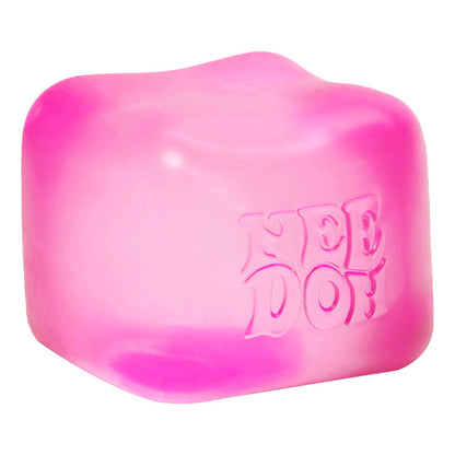 Schylling NeeDoh Nice Cube -Sensory Squeeze Toy with Super Solid Squish - 2.25" Cube - Pink