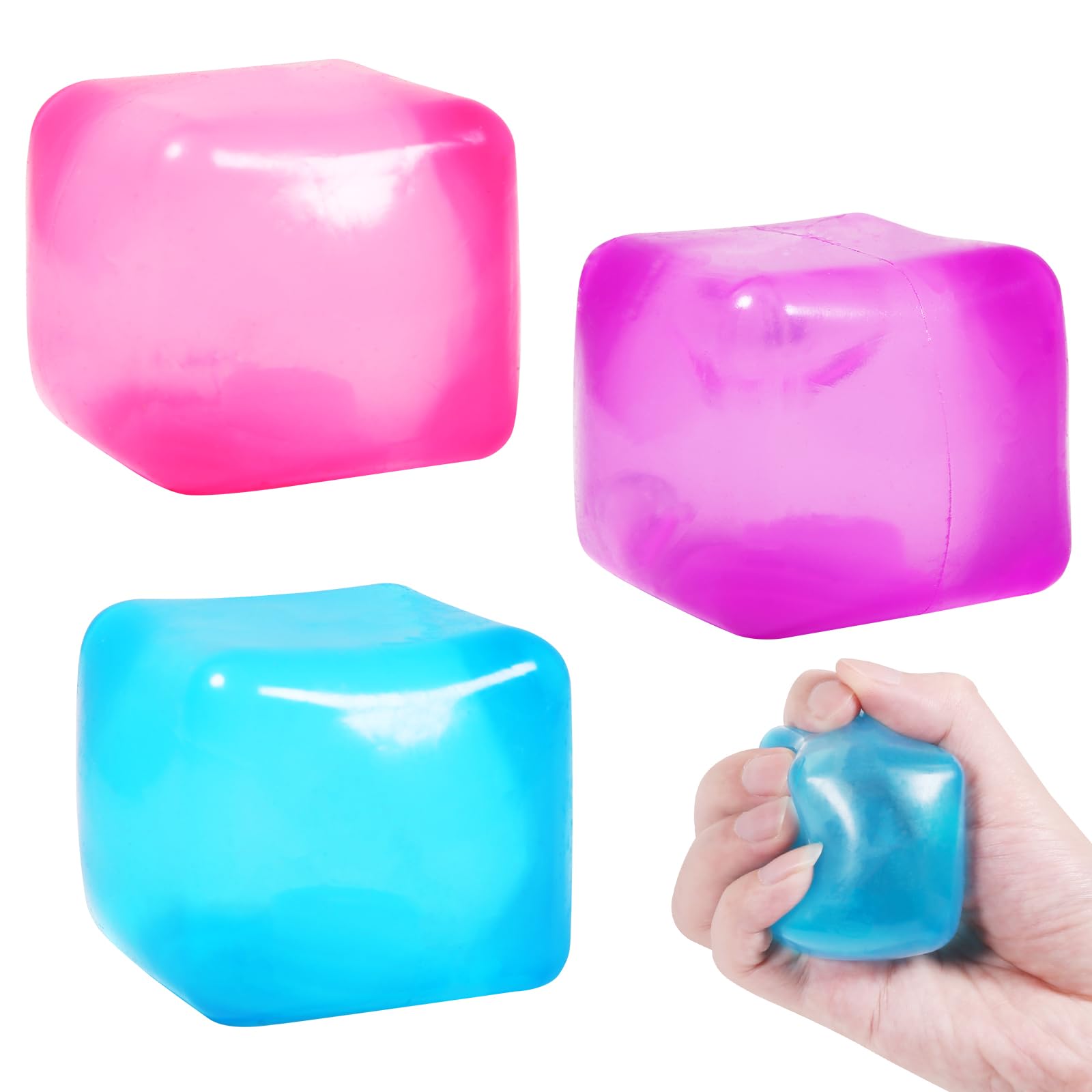 Schylling Needoh Nice Cube Sensory Toy with a Super Solid Squish - Colors May Vary 3 Pack