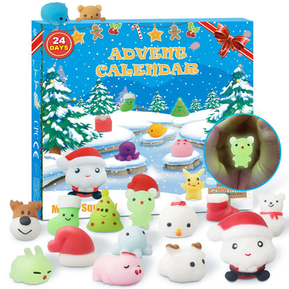 Schylling NeeDoh Squishmas Advent Calendar - 24 Mini Squeeze Toys - Christmas Countdown - Ages 3 to Adult