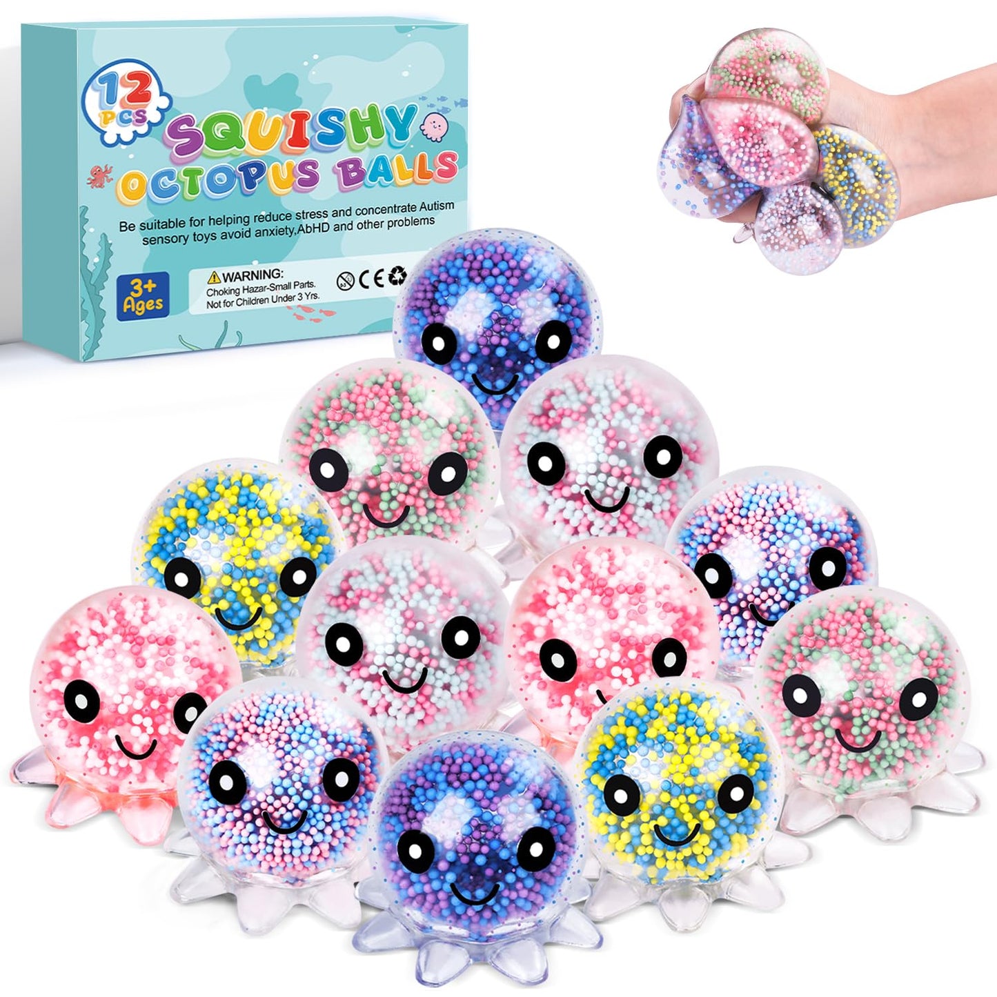 Nice Cube Translucent NeeDoh...Groovy Glob! Squishy, Squeezy, Popping, Stretchy Stress Fidget Cubes Complete Gift Set Party Bundle with Storage Bag - 3 Pack (Purple, Pink & Blue)