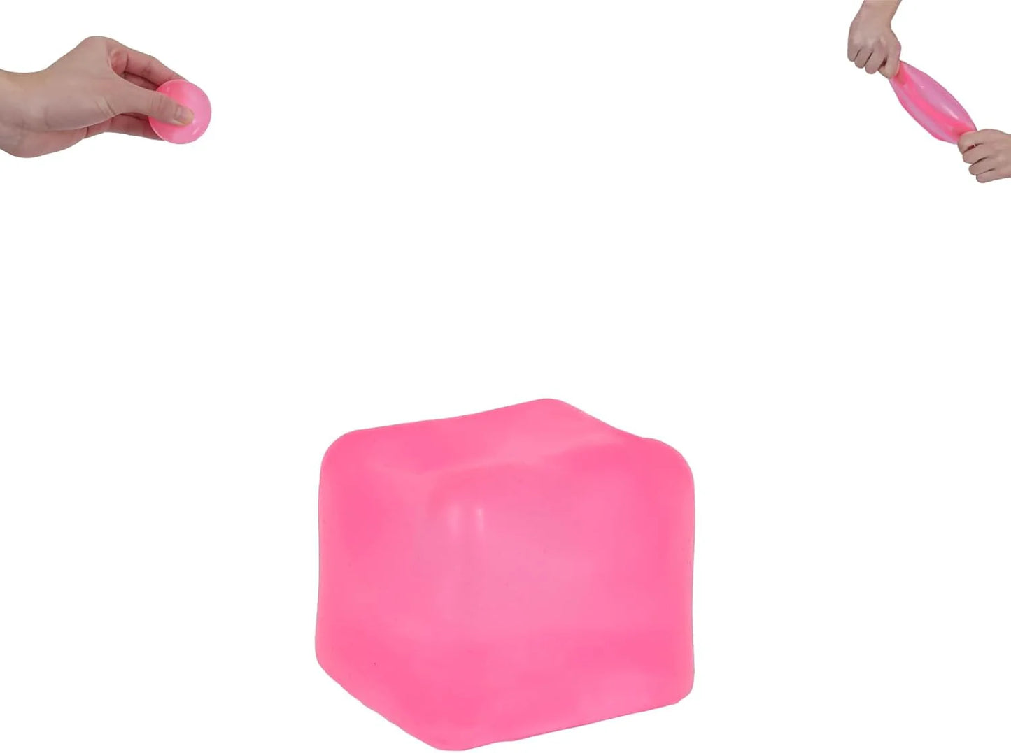 Ice Cube Squishy Toy 3.5cm (1.38") – Gel-Filled Slow Rising Squeeze Cube for Kids Ages 3+ & Adults, Mini Sensory Desk Toy for Classroom Rewards, Party Favors & Everyday Play (Pink) - US 3866