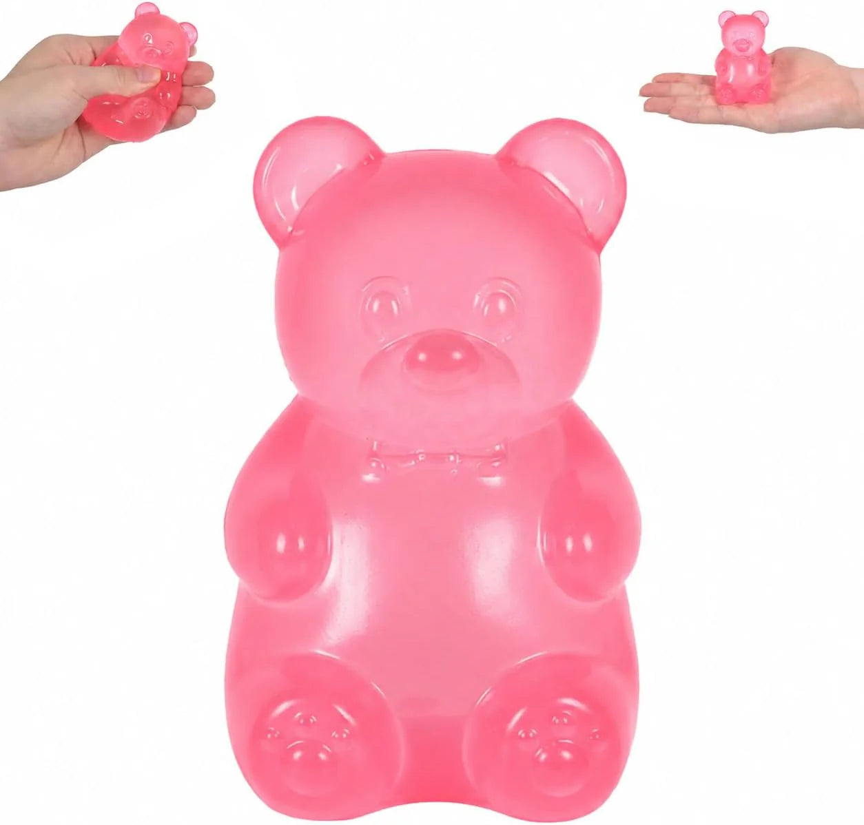 Bear Squishy Toy for Kids Ages 3+ & Adults, Slow Rising Gummy Bear Squeeze Toy, Soft High-Density Foam Sensory Bear for Desk, Classroom, Home & Office(Pink) - US 8086