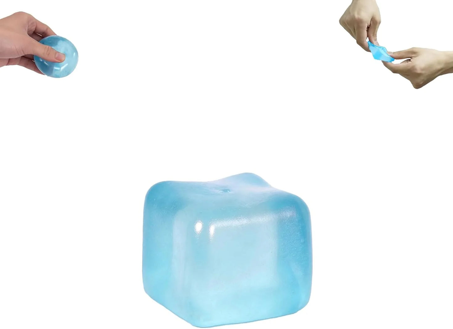 Ice Cube Squishy Toy 3.5cm (1.38") – Gel-Filled Slow Rising Squeeze Cube for Kids Ages 3+ & Adults, Mini Sensory Desk Toy for Classroom Rewards, Party Favors & Everyday Play (blue) - US 3370