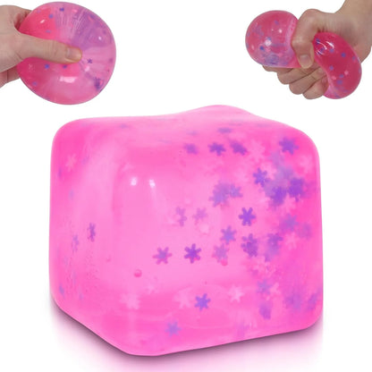 Snowflake Ice Cube Squishy Toy, Big Size 7cm Stress Relief Fidget Toys for Adults, Sensory Squishy Toys for Anxiety Relief and Focus, Soft Slow Rise Squeeze Toy for Stress (Pink) - US 4597