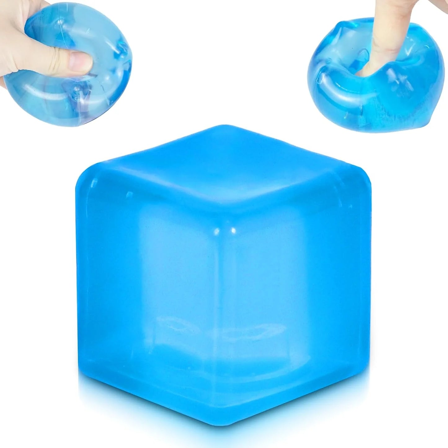 Ice Cube Squishy Stress Ball,1.98"*1.98" Medium Squishy Cube Fidget Toy, Ice Cube Pieces Silent Nice Square Shape Anxiety Sensory Squishy Fidget Toy Slow Rise, Classroom Prizes, Calming(Blue) - US 2243