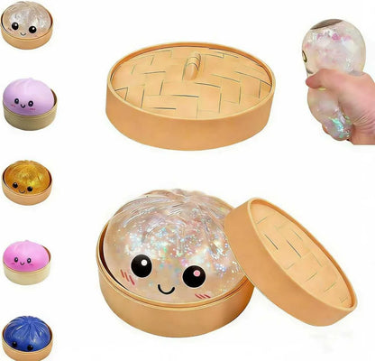 Dumpling Squishies,Glitter Dumpling, Glitter Squishy with Box,Easter Basket Stuffers (White) - US 9974