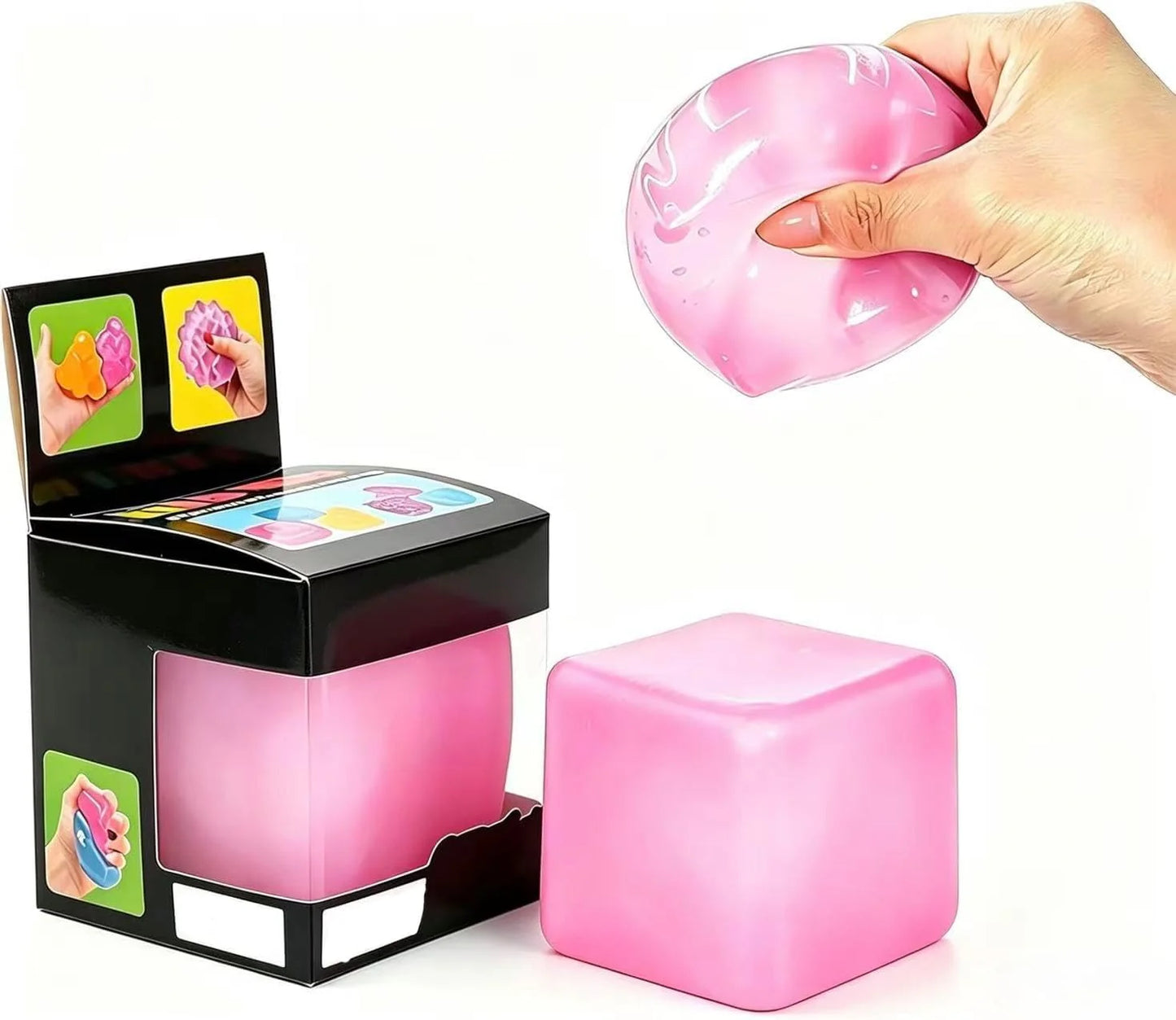 Relief High Density Ice Squeeze Ball, Ice Cube SqueezeToy,Adults Sensory Fidget for Stress Relief,Focus (Pink) - US 9716