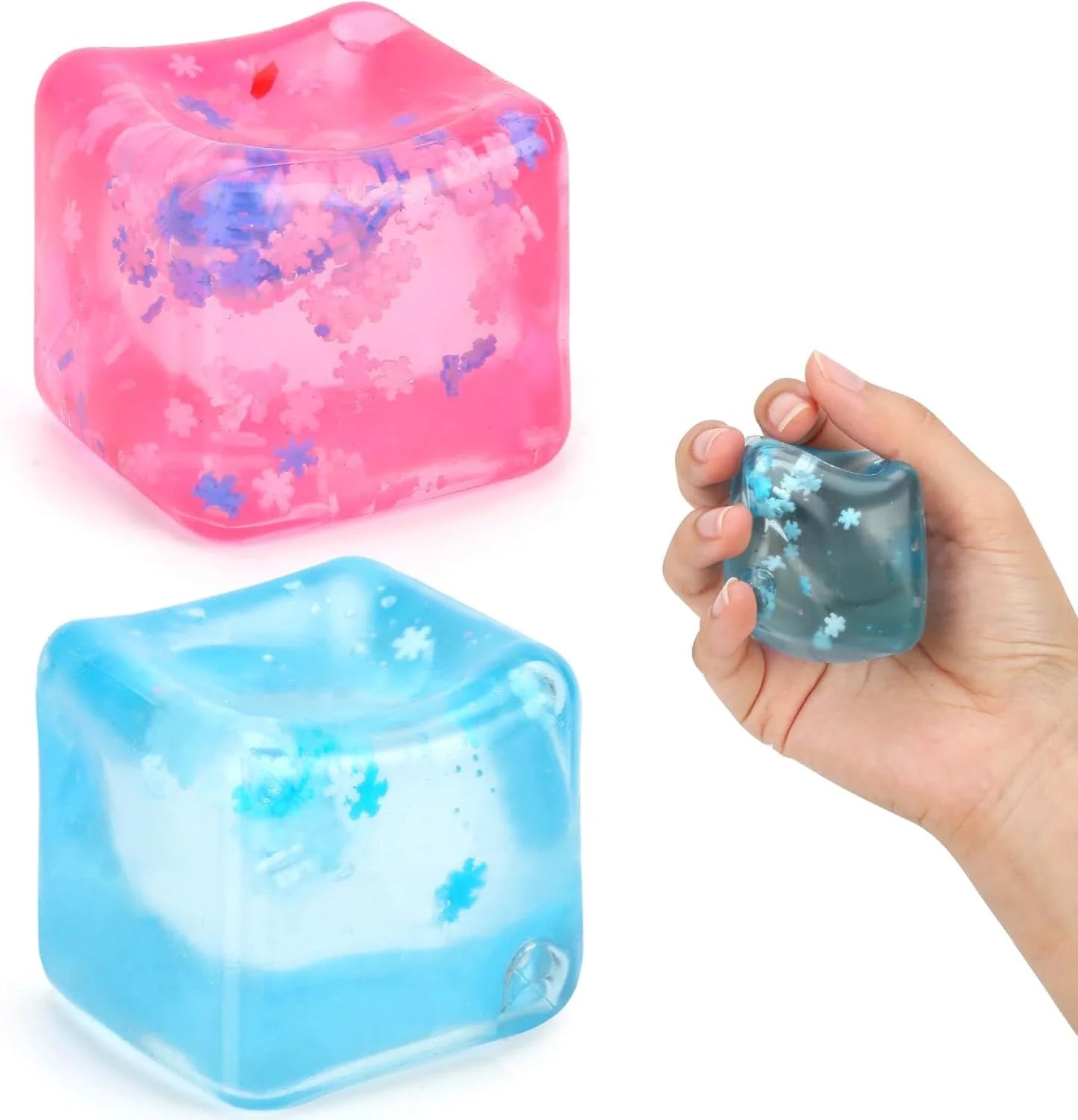 Gretex Fidget Toy for All Ages: 2 Pack Soft Sensory Fidget Ice Cube Stress Ball Squishy Cube Stress Relief Toys for Kids, Teens and Adults Party Favors, Birthday Gift for Kids Age 3+ - US 1349