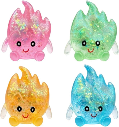TREBIN Squid Water Drop Squishy Stress Ball, Slow Rising Malt Sugar Fidget Toy, High Resilience Sensory Toy for ADHD Autism, Sparkly Jellyfish Design Droplet Squeeze Toy for Focus (Random Flame Shape) - US 4561