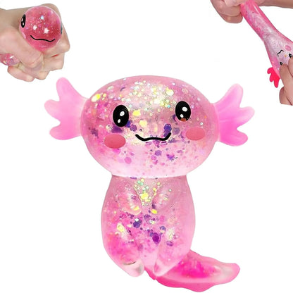 Axolotl Squishy Toy for Kids Ages 3+ & Adults, Slow Rising Sensory Fidget Toy, Cute Squeeze Toy for Party Favors, Classroom Rewards & Gifts(Pink) - US 1367