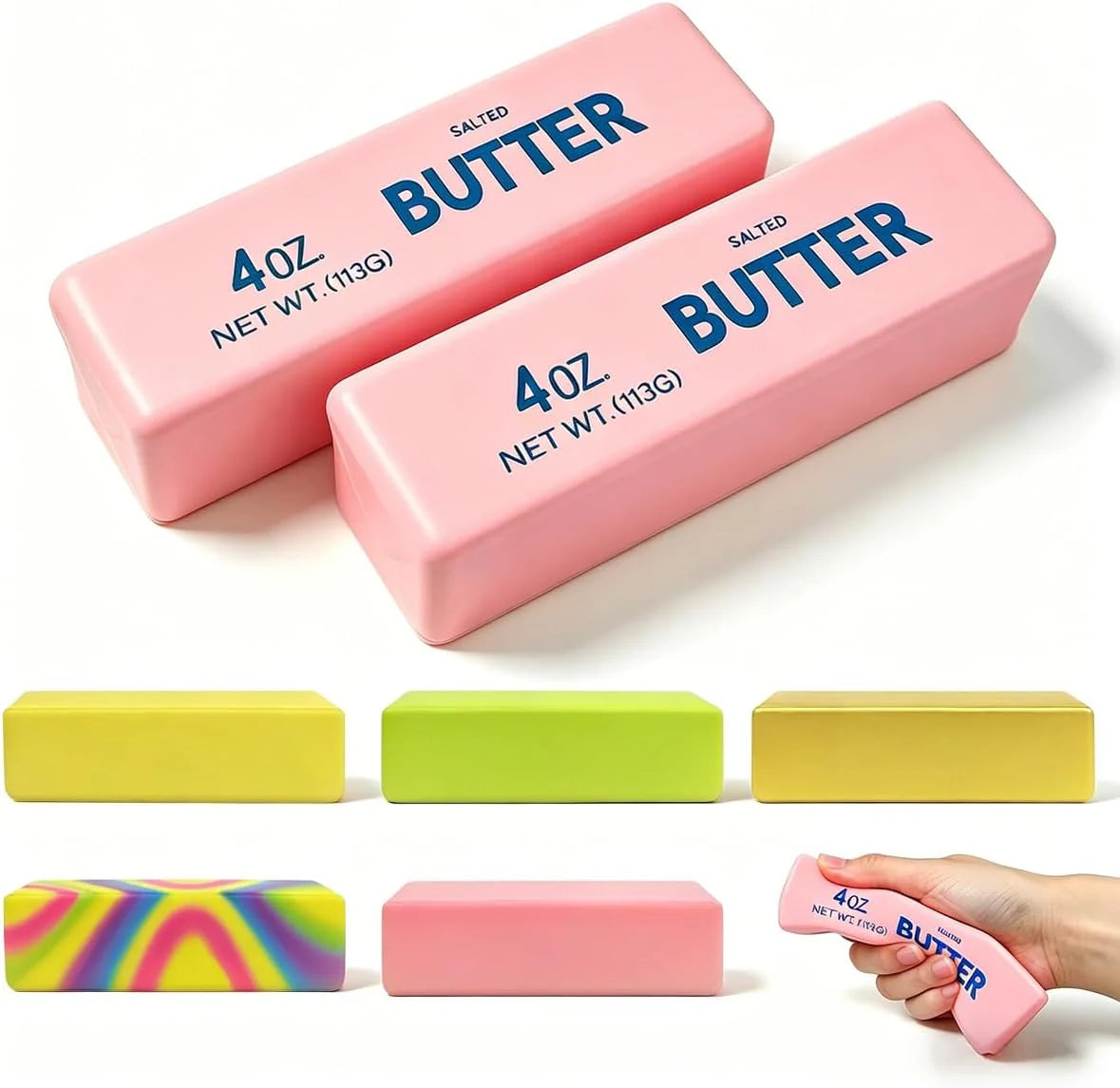 2 Pack Butter Squishy Toys Slow Rising Soft Squeeze Toy Stress Relief Fidget Toys for Kids Party Favors Birthday Gifts Adults Office Desk Toys (Pink) - US 8068