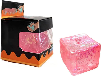 Premium Block Cube Squishy-Squishy Stress Cube,Slow Rise Fidget Cube Squishies Sensory Soft High Density Ice Squeeze Ball Fidget Toy Ice Cube Slow Rise (Pink) - US 2947