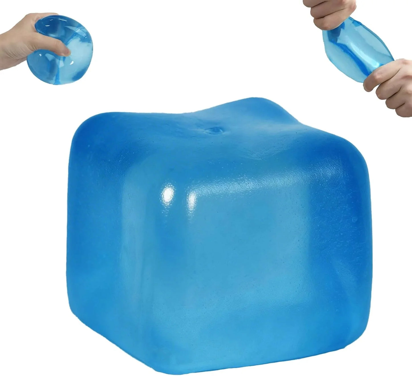 Extra Large Ice Cube Squishy Toy, 7cm (2.75in) Slow Rising Sensory Squeeze Toy for Adults & Kids Ages 3+, Soft TPR Fidget Toy, Durable & Tear-Resistant(Blue) - US 5593