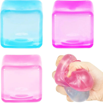 3Pack Ice Cube Stress Ball,Small Cube Fidget Toys,Squishy Cube for Anxiety Relief Stress Reliever,Stress Relief Toys for Adults Kids Children Teens - US 8634