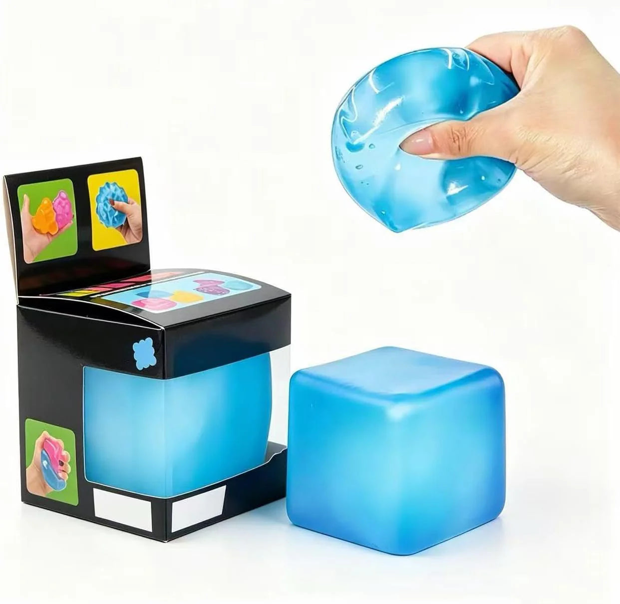 Premium Big Block Cube ,Ice Cube Squishies Toys,Durable, Slow-Rebound fingertip Exquisite Spherical ice Cube with boxGift-Ready (Blue) - US 6834