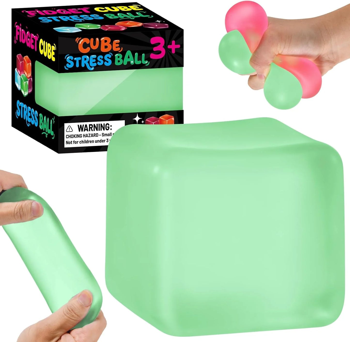 Stress Cube Squishy Fidget Toys, Slow Rising Ice Cube Sensory Stress Balls for Kids Adults Anxiety Relief Squeeze Toy for Classroom Prizes Party Favors (Light Green) - US 5504