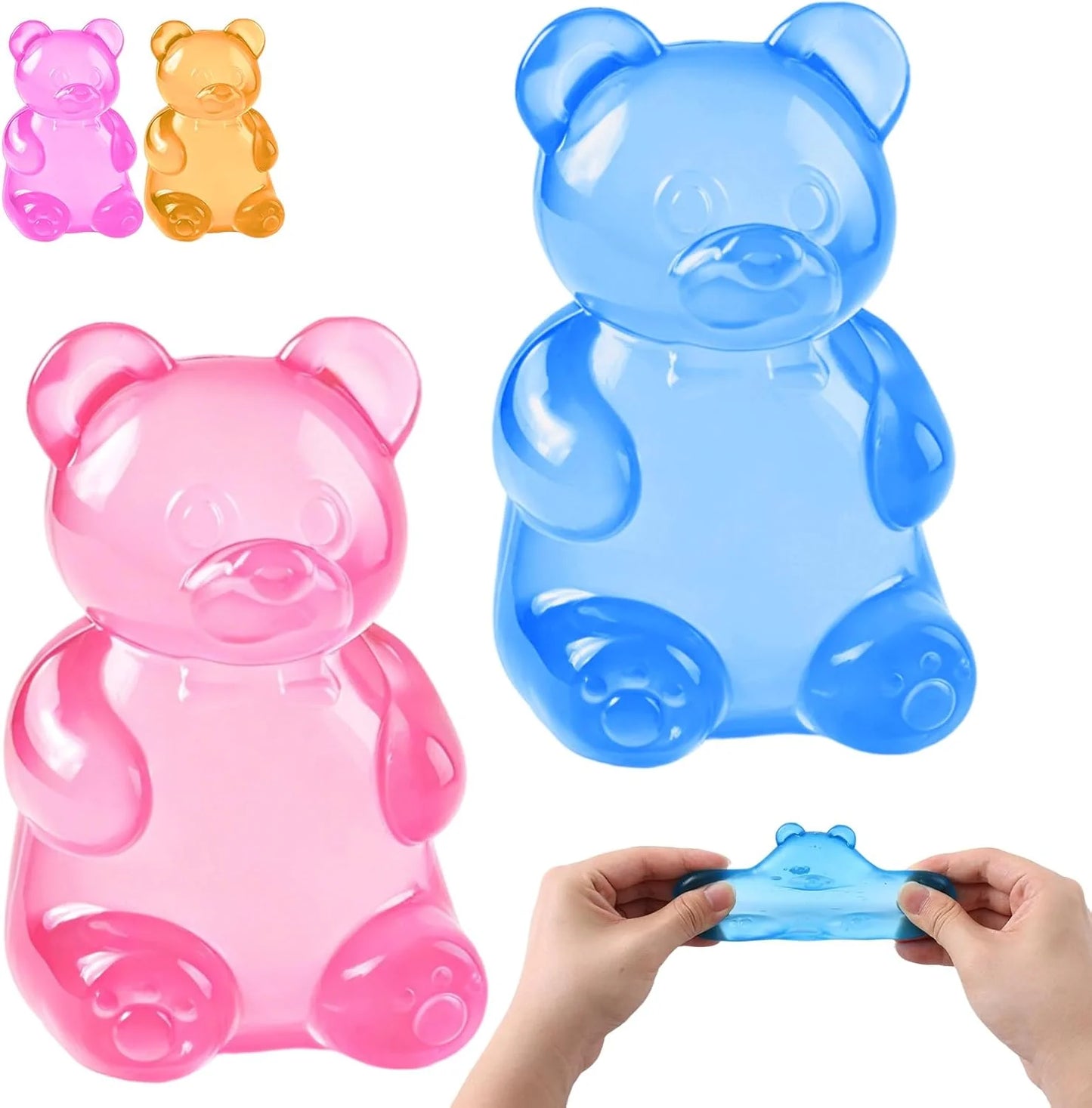 Stress Bear Squishy Balls, Bear Squishy Stress Relief Squeeze Balls, Gummy Bear Squishy for Valentines Day Gifts Birthday Gifts Party Favors (Blue + Pink) - US 5128
