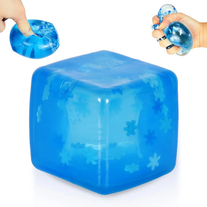 Maltose Squishy Stress Relief Toy, Snowflake Squeeze Ice Cube Fidget, Slow Rising Sensory Stress Ball for Relaxing, Durable TPR Calm Down Toy for Boys Girls Age 3+ (1Pcs, Blue, 1.97inch) - US 2016