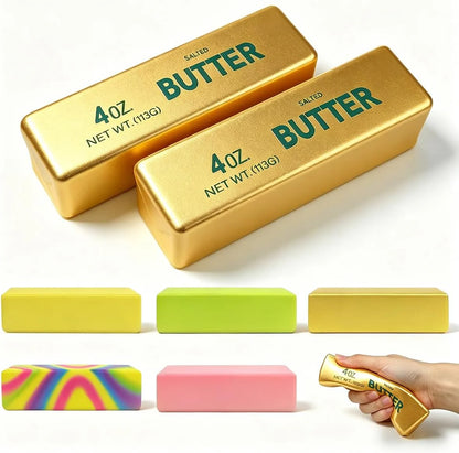 2 Pack Butter Squishy Toys Slow Rising Soft Squeeze Toy Stress Relief Fidget Toys for Kids Party Favors Birthday Gifts Adults Office Desk Toys (Gold) - US 4925