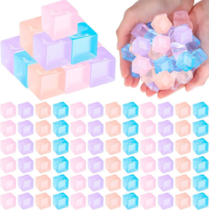 100 Pcs Mini Ice Cube Stress Balls Bulk Squeeze Square Ball Sensory Stress Relief Mini Ice Cube Prize Birthday Party Favor Bags Box Filling, 4 Colors - US 7872