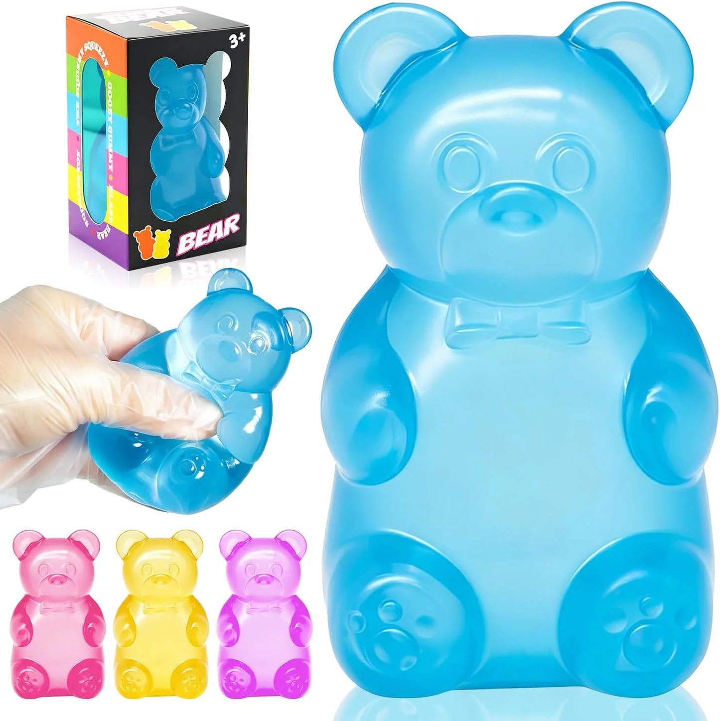 Bear Squishy Toy, Slow Rising Stress Relief Sugar Squeeze Toys for Kids & Adults, High Density Sensory Stress Balls, Stocking Stuffers, Birthday Party Favors, Anxiety Relief Toys for Boys Girls (Blue) - US 3354