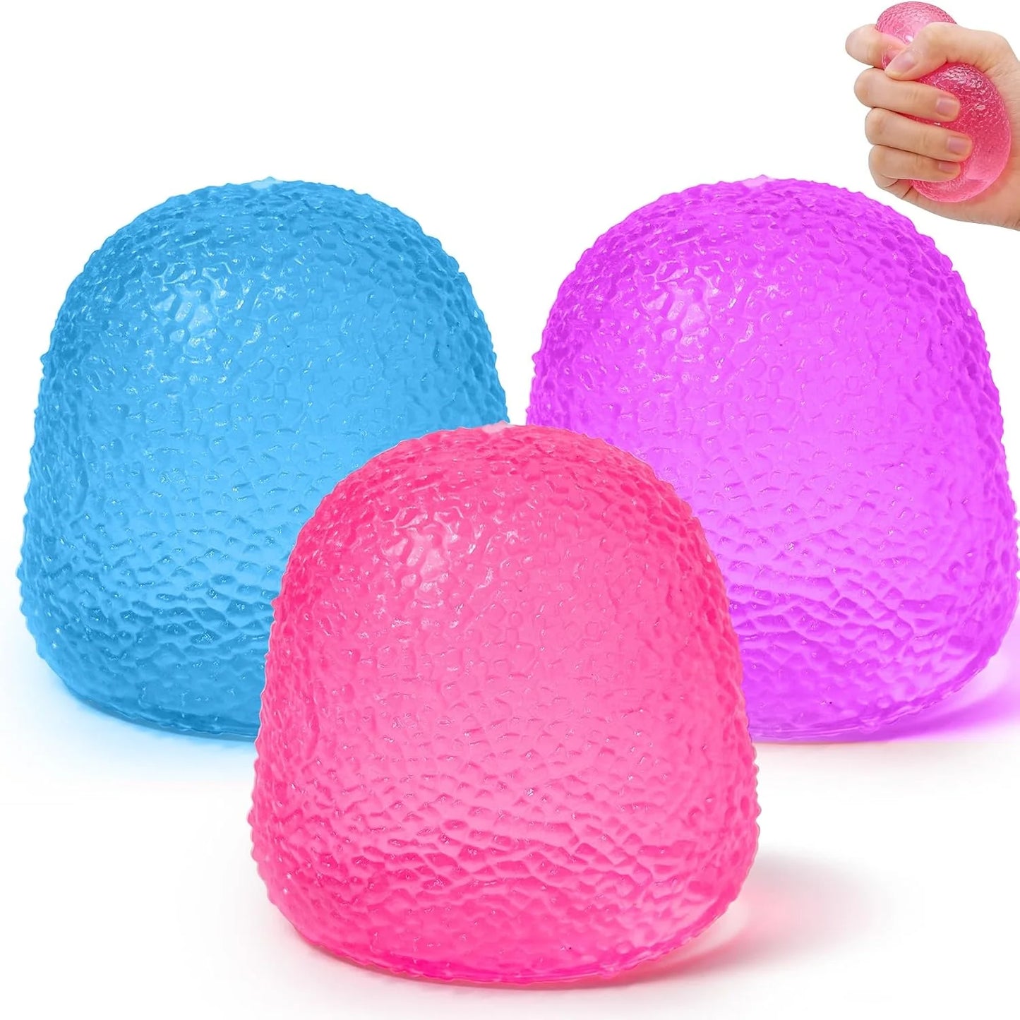 Gumdrop Squishy 3 Pack, Stress Balls Fidget Toys for Kids and Adults, Durable Squishy Gumdrops Candy-Shaped Balls for Classroom Prizes, Party Favors, Easter Basket Stuffers, and Easter Gifts - US 3532