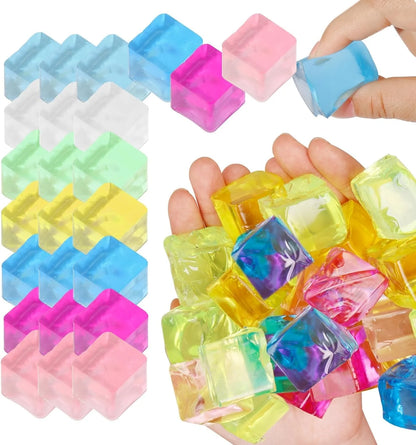 Ice Cube Sensory Toys 24 Pcs Squishy Fidget Stress Cube for Adults Kids Anxiety Stress Relief Hand Therapy Sensory Squishy Ball Classroom Prize Box Toys - US 8439