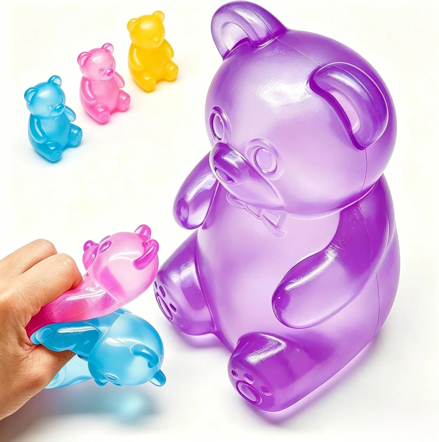 Fidget Toys Gummy Bear , Stress Cube Squishies Anxiety Stress Relief, Ice Squishy Stress Cube-Drop Malt Sugar Balls, Sensory Ball for Kids with Autism (Purple, 1) - US 6112