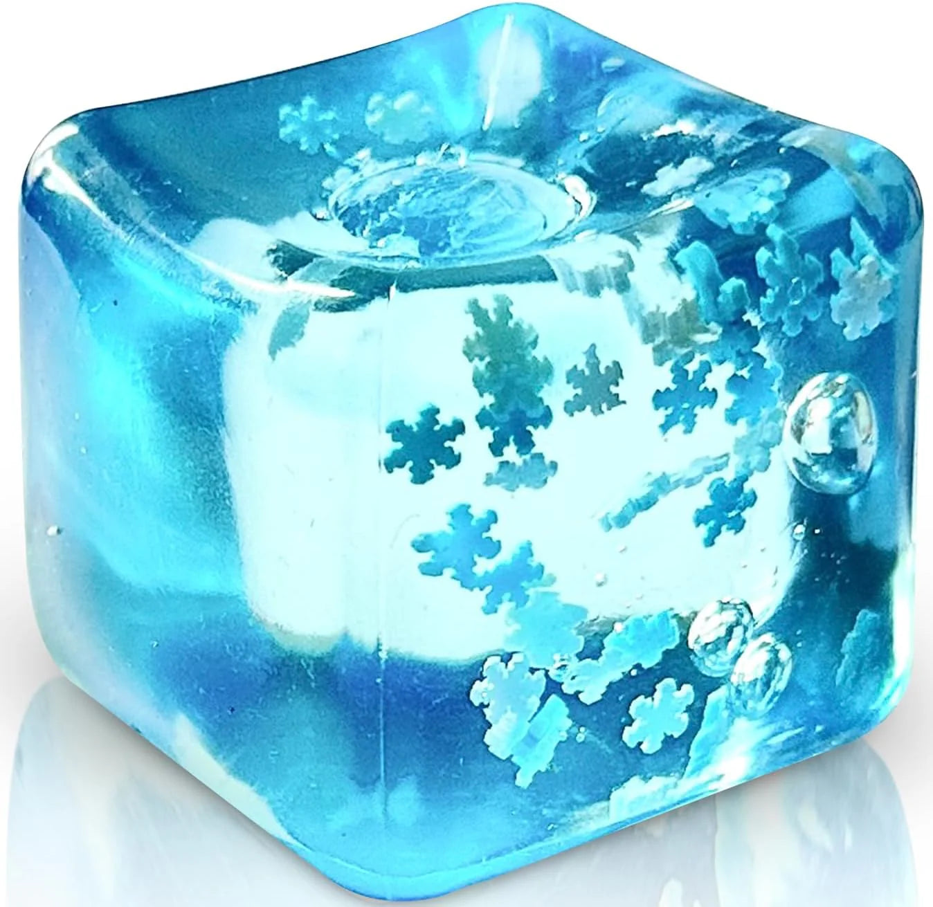 Stress Balls Ice Cube with Snowflakes Inside for Your Best Mellow and Chill, Snow Pieces Silent Nice Square Shape Anxiety Sensory Squishy Fidget Toy Slow Rise, Classroom Prizes, Calming Kids Adults - US 8172