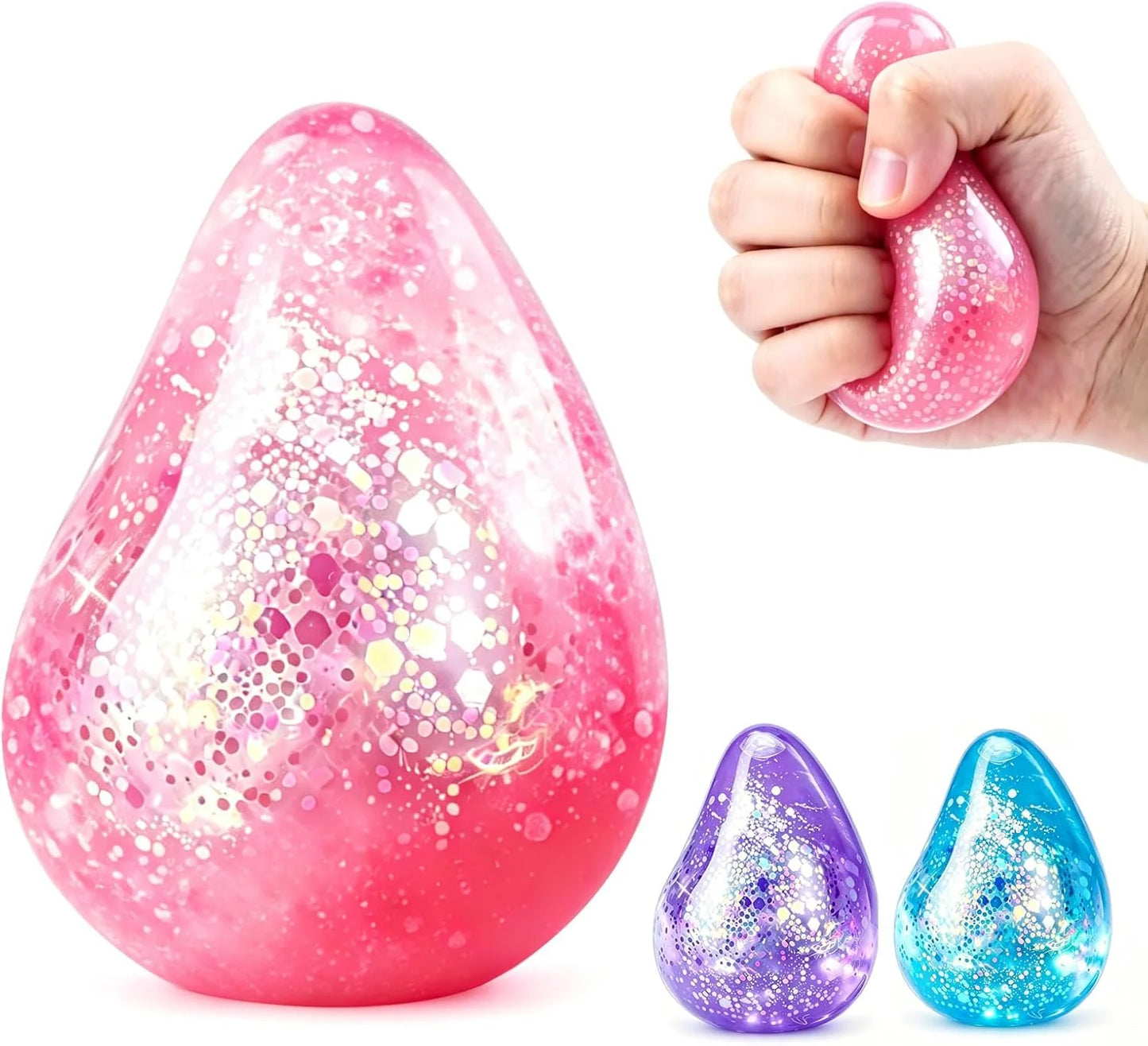 Dream Squishy Drop Fidget Toys Adults, Water Drop Squeeze Toy for Stress Relief, Slow Rising Squishies Sensory Toys with Autism, Malt Sugar Balls Gel Filled Party Favors - Pink - US 1771