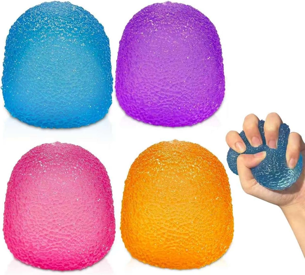 4PCS Gumdrop Squishy,Stress Balls Fidget Toys for Kids and Adults, Super Solid Sugar Balls for Classroom Prize Favors Sensory Toys for Kids with Autism - US 7991