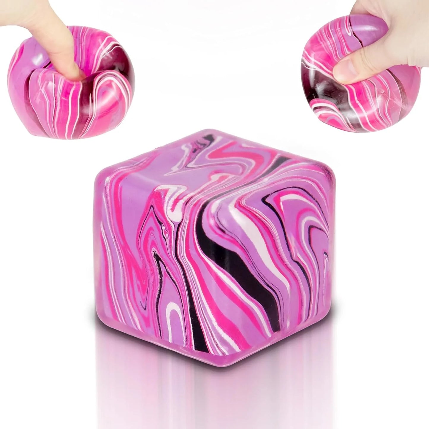 Ice Cube Squishy Fidget Toy Purple Stress Ball Squeeze Toys Stress 5cm(1.97") Veined Ice Cube Squishy Fidget Sensory Toys Kids Youth Adult Puffwize (Pink) - US 8964