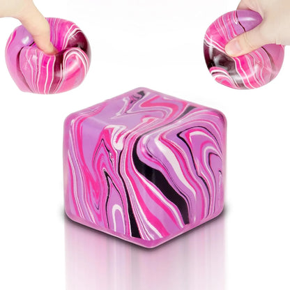 Ice Cube Squishy Fidget Toy Purple Stress Ball Squeeze Toys Stress 5cm(1.97") Veined Ice Cube Squishy Fidget Sensory Toys Kids Youth Adult Puffwize (Pink) - US 8964