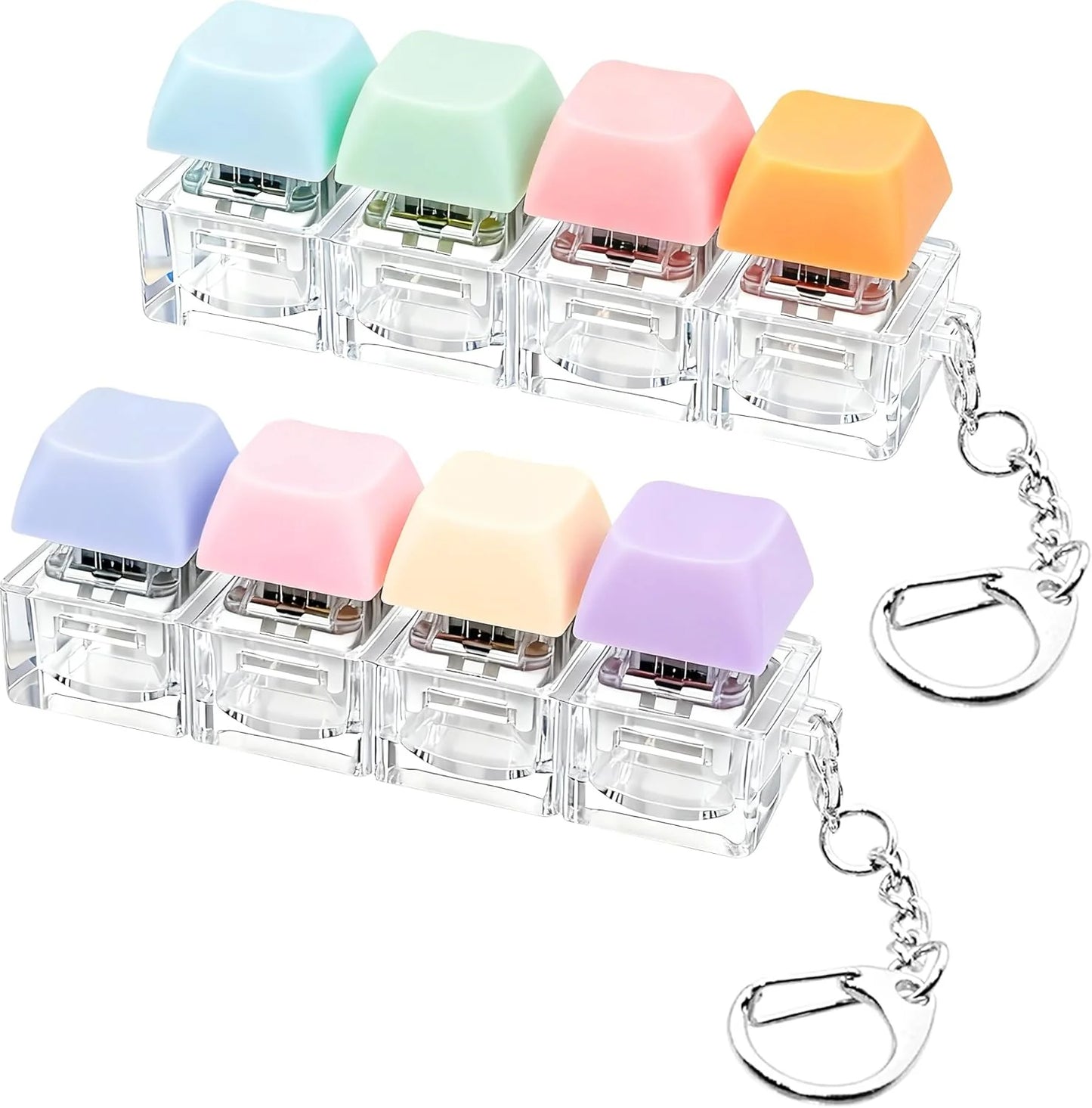2 PCS Keyboard Fidget Toy, Keyboard Fidget Keychain 4-in-1 Keyboard Decompression Button Finger Clicker Toys, Button Stress Relief Fidget Gifts to Relief Stress (Purple Blue Pink Orange) - US 5029