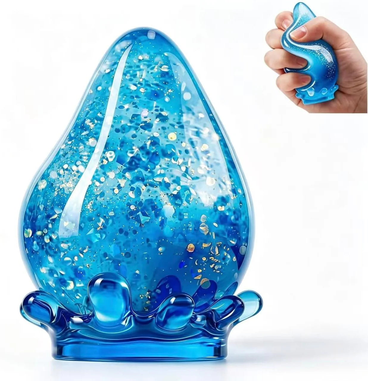 Water Drop Squeeze Squishies, Dream Squishy Drop Squishy Stress Ball,Drop Gifts for Anxiety Relief Office Easter Birthday (Blue) - US 7091