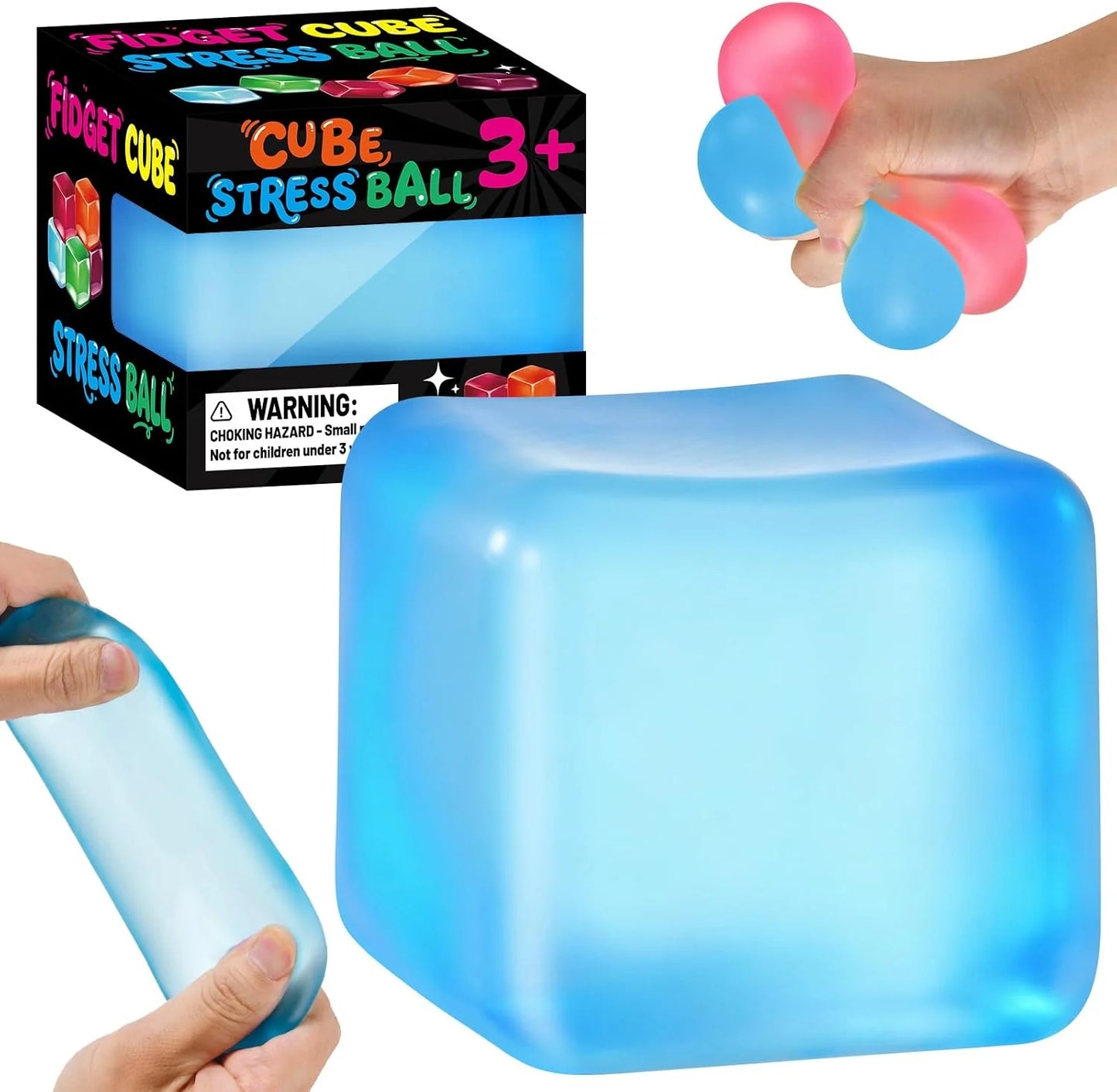 Stress Cube Squishy Fidget Toys, Slow Rising Ice Cube Sensory Stress Balls for Kids Adults Anxiety Relief Squeeze Toy for Classroom Prizes Party Favors (Blue) - US 7556