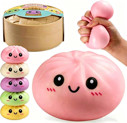Mystery Dumpling Squeeze Toys Stress Balls Sensory Toy Soft Squeeze Decompression Dough for Adults (Pink) - US 1766