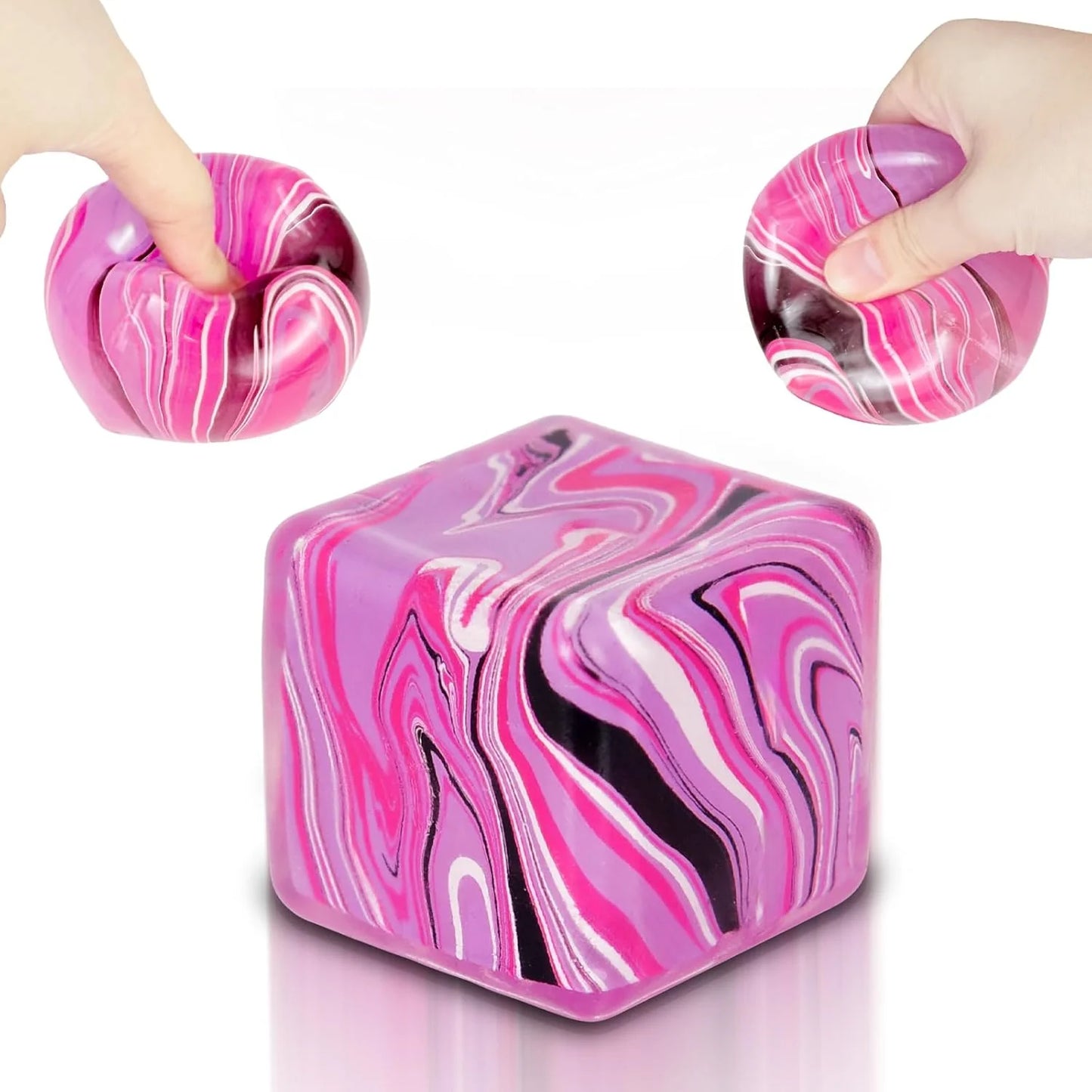 Squishy Fidget Toys Stress Cube, 1.97"*1.97" Stress Balls for Kids Adults Stress Relief, Ice Squishy Cube Sugar Balls, Sensory Toys for Kids with Autism an danxiety Disorder(Pink) - US 2944