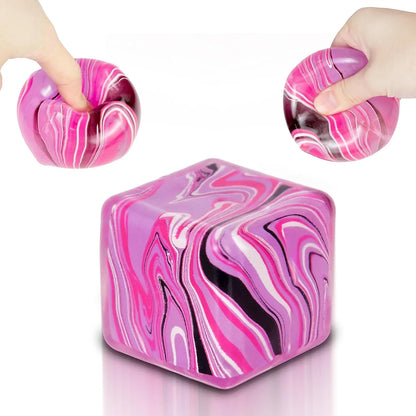 Squishy Fidget Toys Stress Cube, 1.97"*1.97" Stress Balls for Kids Adults Stress Relief, Ice Squishy Cube Sugar Balls, Sensory Toys for Kids with Autism an danxiety Disorder(Pink) - US 2944