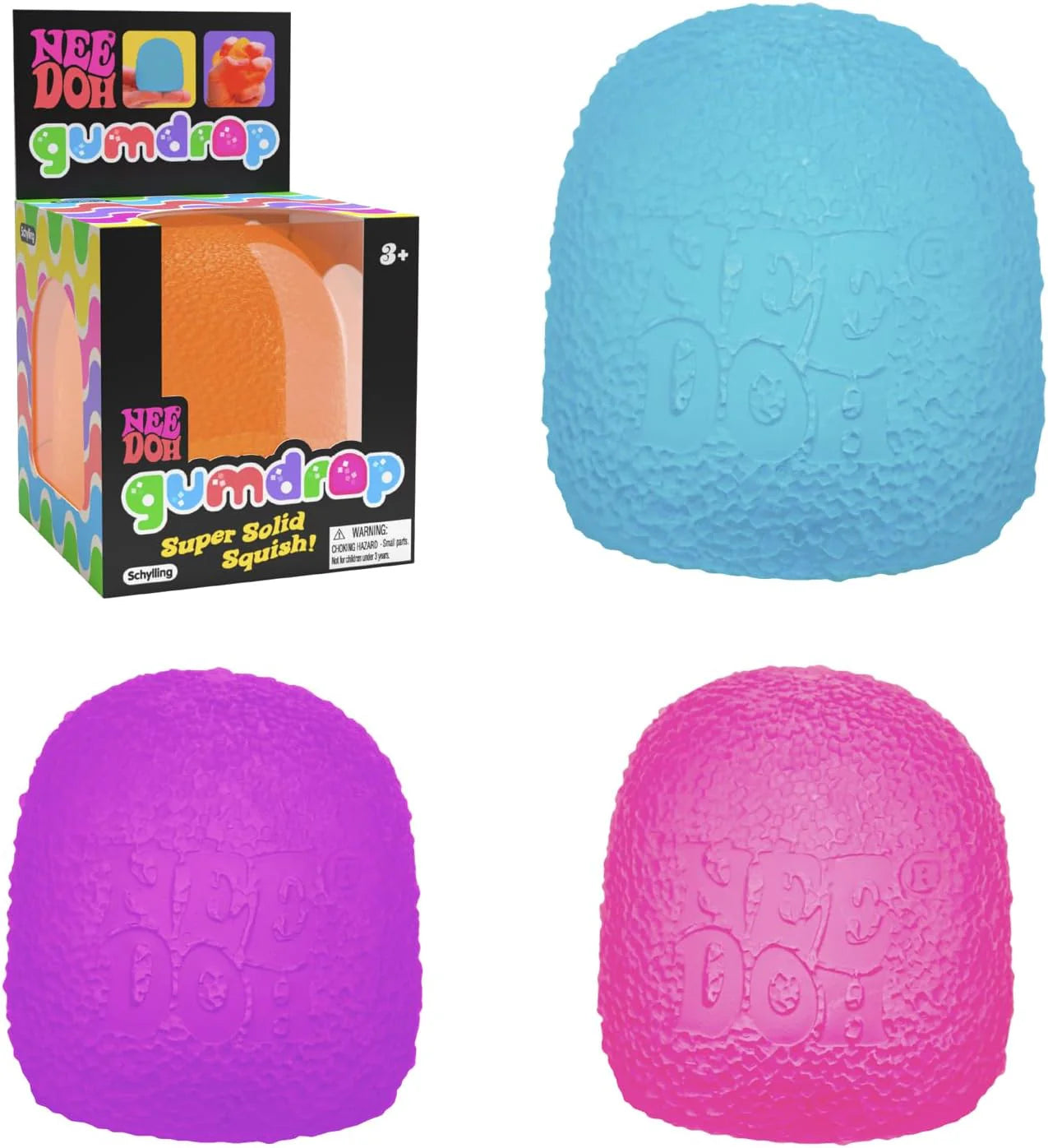 Schylling NeeDoh Gumdrop - Textured Sensory Toy with Super Solid Squish - 2.5" Tall - Colors May Vary (Pack of 1) - US 9899