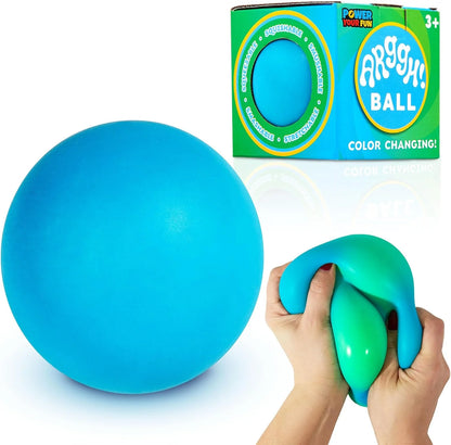 Power Your Fun Arggh Large Stress Ball for Adults and Kids - 3.75 Inch Tension Relief Ball Fidget Toy, Color-Changing Stress Relief Hand Squeeze Sensory Balls Big Squishy Toys for Kids (Blue/Green) - US 9810