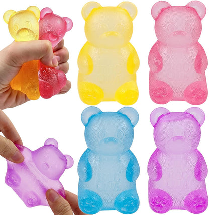 4 Pack Bear & Sugar Ball Designs, Anxiety Relief & Focus Toy, Maltose Filled Squeeze Toys for Sensory Play，Sensory Fidget Toys for Adults, Kids, Slow Rising Squishy Stress Ball - US 2963