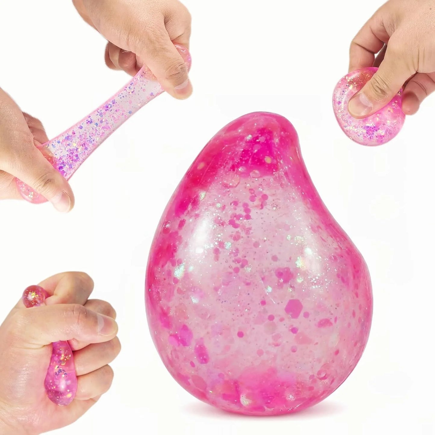 Pink Drop Squishies Sugar Stress Ball, Soft Slow Rise Sugar Fidget Toy, Squishy Squeeze Sensory Stress Ball Fidget Toy for Relaxing, Quiet Classroom Prizes & Easter Basket Stuffers - US 5547