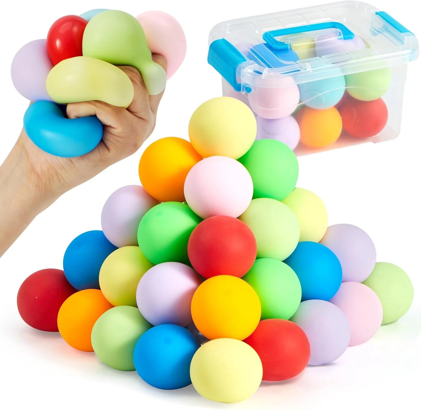 JOYIN 24 Pack Slow Rising Stress Balls, Squishy Sensory Fidget Toys, Hand Therapy Balls for Anxiety Relief, Classroom Prize Box Toys for Kids, Goodie Bag Stuffers, Party Favors - US 1473